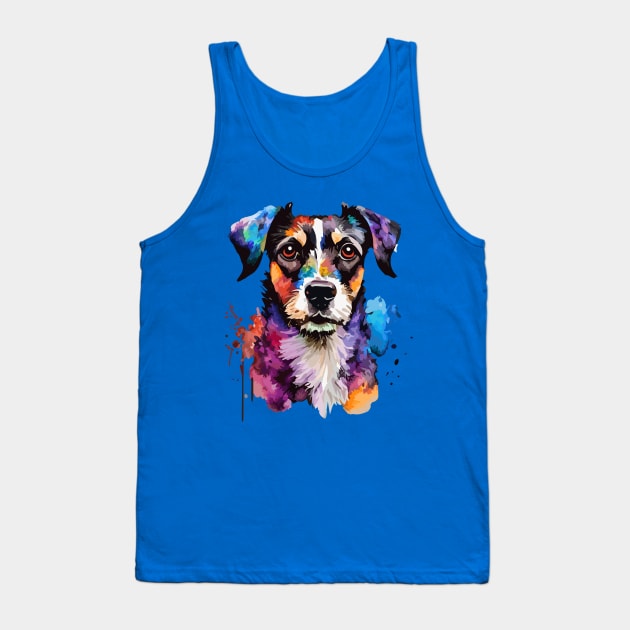 Colorful Jack Russell Terrier Digital Watercolor Tank Top by DestructoKitty